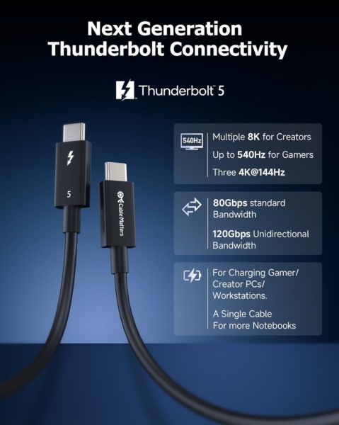 
Cable Matters представила перший кабель Thunderbolt 5 за $23 — працює як USB4 або TB 4 поки немає пристроїв 